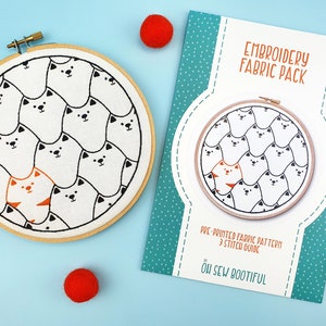 Cats Hand Embroidery Pattern, DIY Halloween Decoration, Needlework Tutorial, DIY Gift For Cat Lovers, Cats Embroidery Kit, Modern Hoop Art