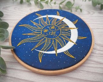 Sun & Moon Embroidery Kit: Celestial Hoop Art DIY