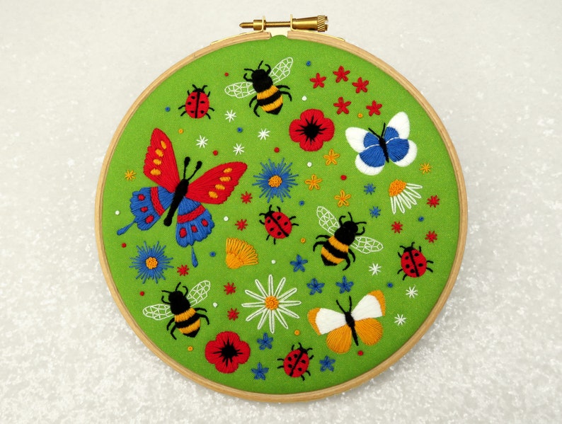 Bees and Butterflies Embroidery Pattern Ladybug Needle Craft image 1