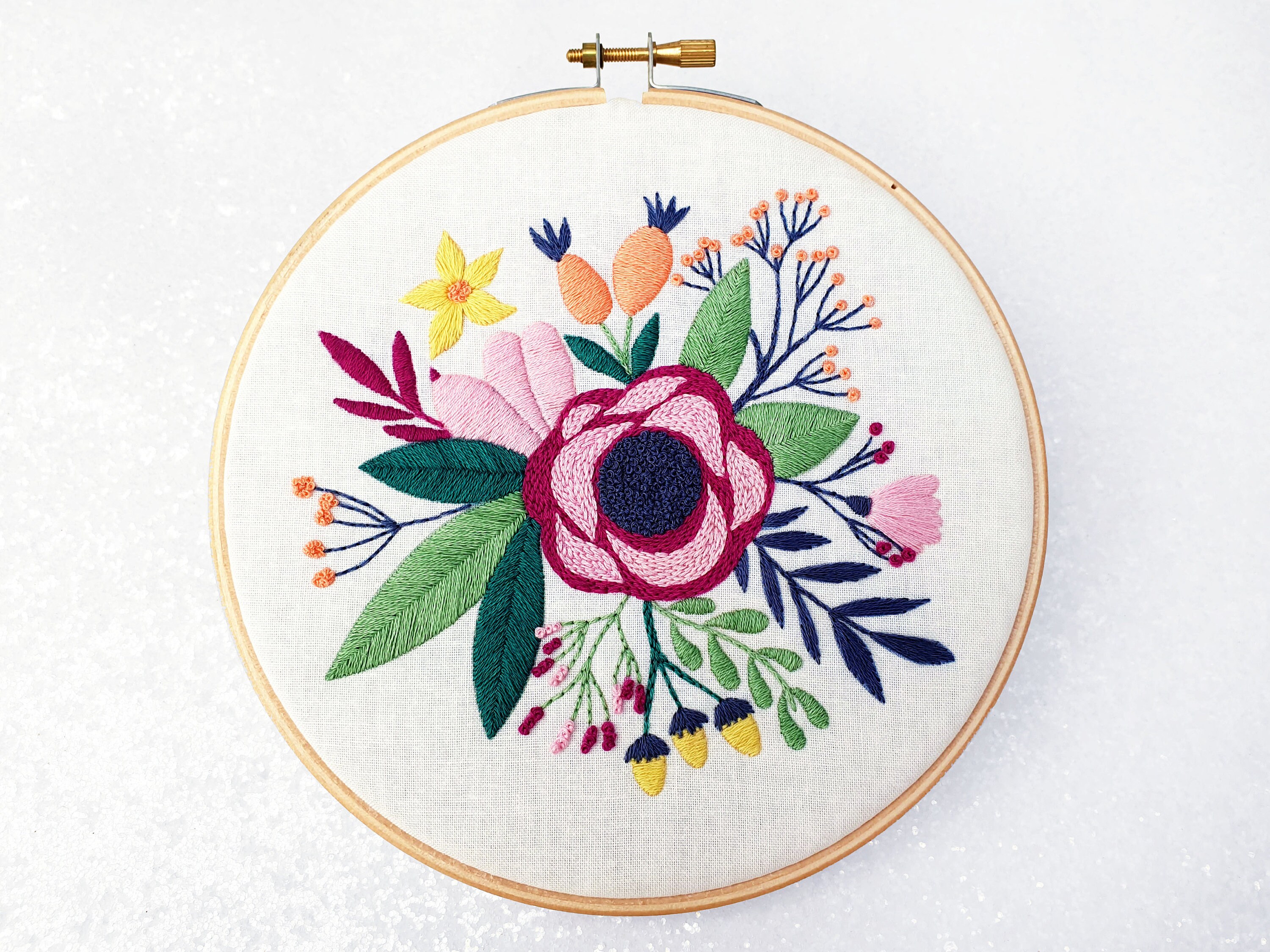 Floral Embroidery Kit Modern Embroidery Kit Flowers Needle Etsy