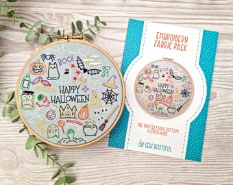 Halloween Embroidery Pattern: Spooky Needle Craft, Printed Fabric