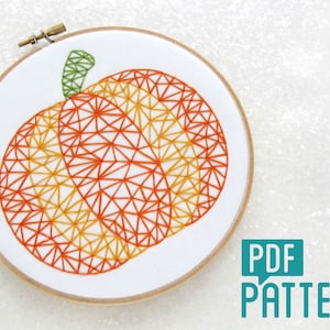 Modern Pumpkin Embroidery Pattern, DIY Thanks Giving Decor, Halloween Embroidery Pattern, Pumpkin Needlepoint Tutorial, Beginner Embroidery