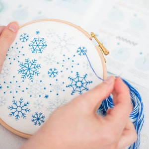 Snowflakes Embroidery Kit, DIY Christmas Decoration, Adults Craft Kit, Xmas Gift For Her, Winter Hoop Art, Stocking Stuffer, Mindfulness Kit image 2
