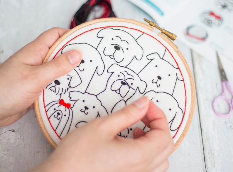 Dogs Embroidery Kit, Beginners Embroidery, Dog Lovers Gift, Dogs Hoop Art, Animal Lovers Gift, Dogs Needlework Kit, Easy Embroidery Set, image 2