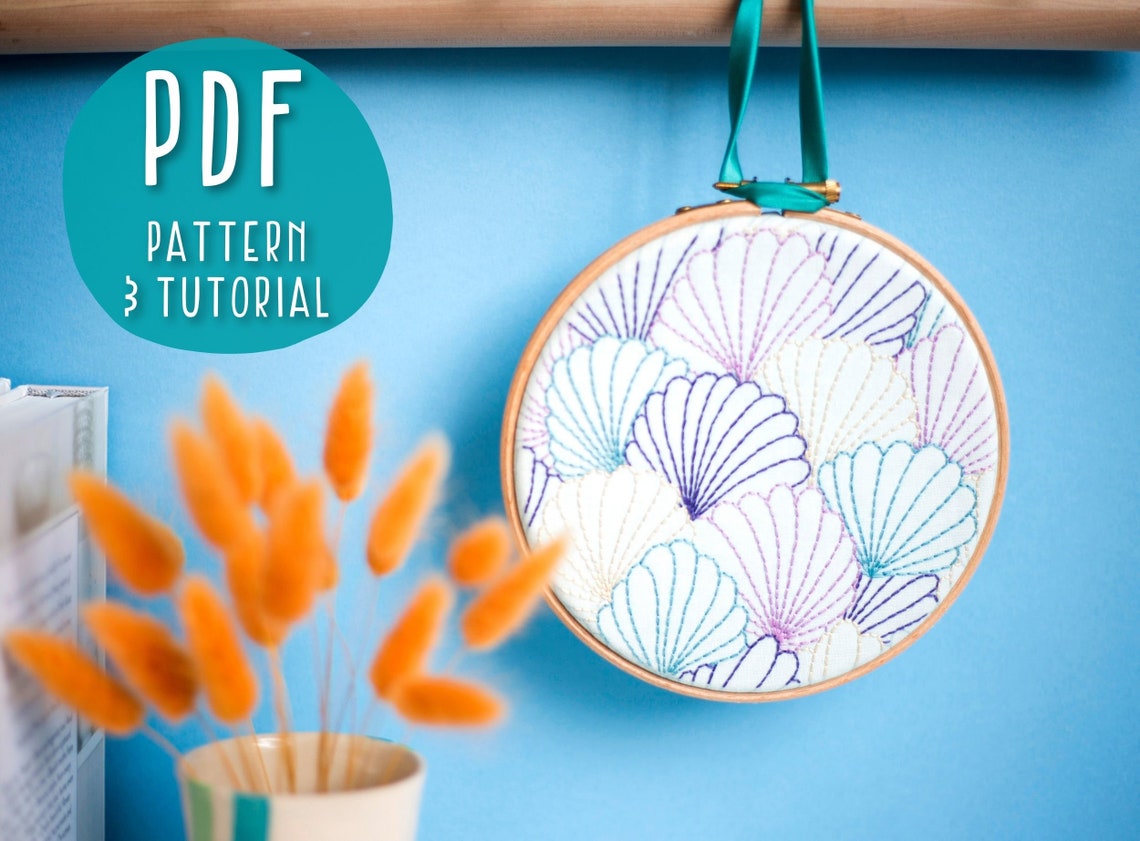 Art Deco Shells Embroidery Pattern, Beginner Hoop Art (PDF Pattern) - Etsy