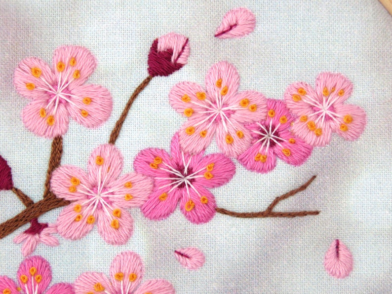 Blossom Embroidery Kit Cherry Blossom Embroidery Kit DIY Etsy