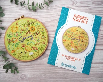 Spring Embroidery Pattern: Floral Needlecraft, Printed Fabric & Instructions