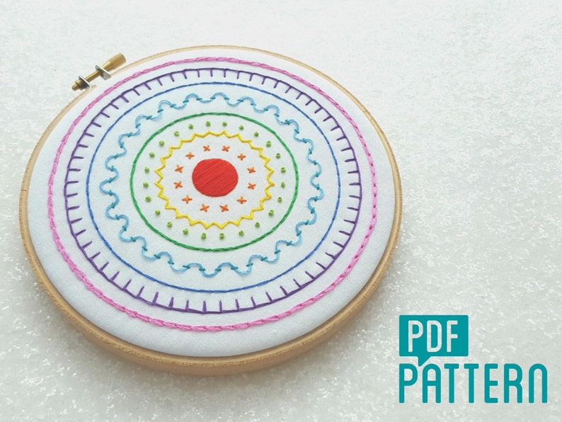 Rainbow Sampler Embroidery Pattern, Hand Embroidery Digital Pattern, Sampler Embroidery PDF Tutorial, Sampler Embroidery Stitch Instructions 