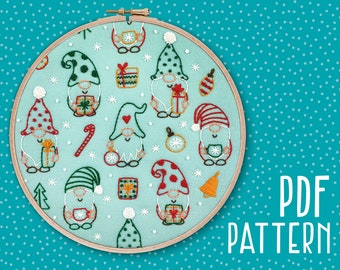 Winter Hand Embroidery Pattern, Mindfulness Craft Project, Xmas Beginner Hoop Art, Christmas Embroidery Pattern, DIY PDF Pattern.