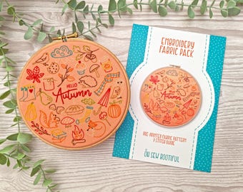 Autumn Embroidery Pattern: Printed Fabric & Stitch Guide