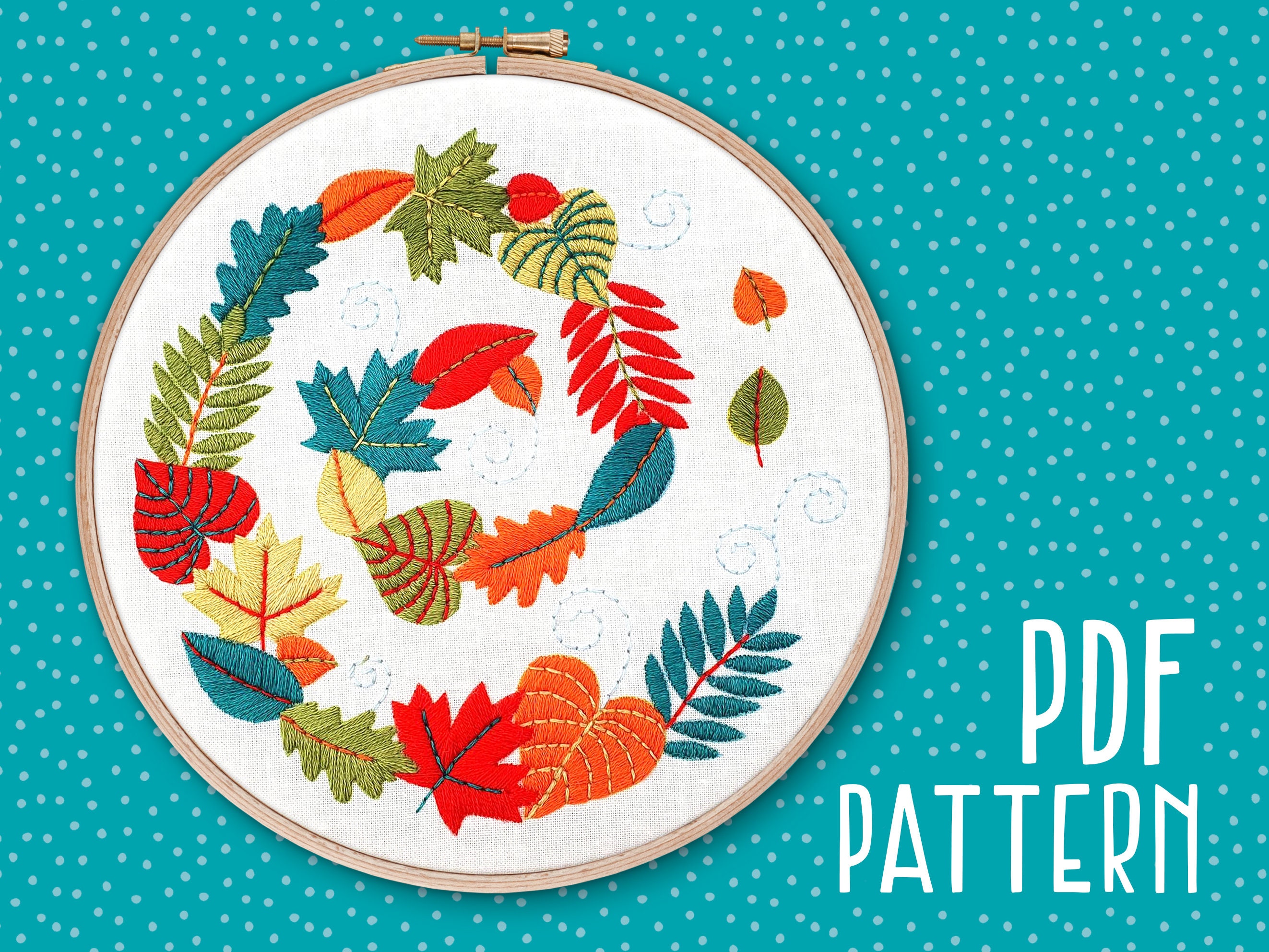Autumn Leaves Hand Embroidery Pattern: Fall Hoop Art (PDF Pattern) - Etsy