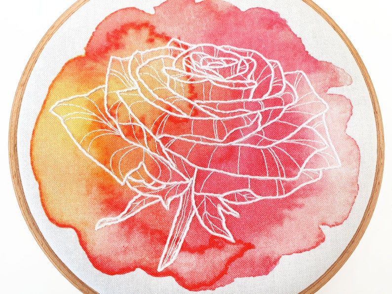 Rose Embroidery Kit: Watercolor Floral Hoop Art - DIY Sewing Gift - Etsy
