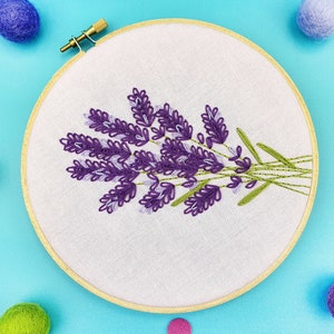 Lavender Embroidery Kit, Mothers Day Gift Idea, Wildflowers Hoop Art, Relaxation Gift For Her, Easy Hand Embroidery, Summer Embroidery Kit image 3