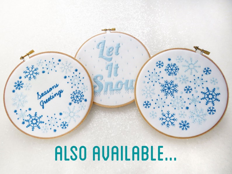 Snow Embroidery Pattern, Let It Snow Needlecraft, Winter Needlework Pattern, Xmas Embroidery Pattern, Christmas Hoop Art Tutorial, Hagge PDF image 4
