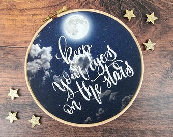 Moon Embroidery Kits, Night Sky Embroidery Kits, Inspirational Quote Embroidery Kit, Motivational Quote Embroidery, Beginners Embroidery Kit