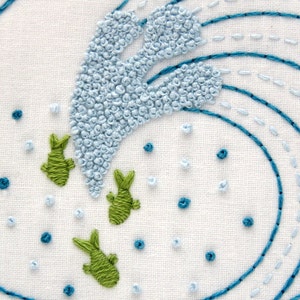 Modern Embroidery Kit, Ocean Waves DIY Hoop Art, Modern Needlework Kit, Embroidery Tutorial, DIY Gift for Her, Beginners Embroidery Kit image 4