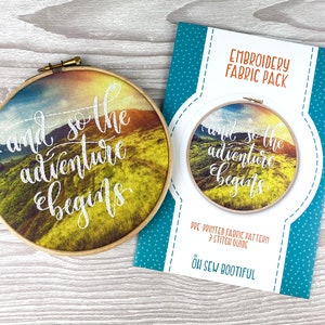 Adventure Embroidery Pattern, Nature Countryside Needle Craft Pattern, Inspirational Quote Embroidery Pattern, Stamped Emboirdery