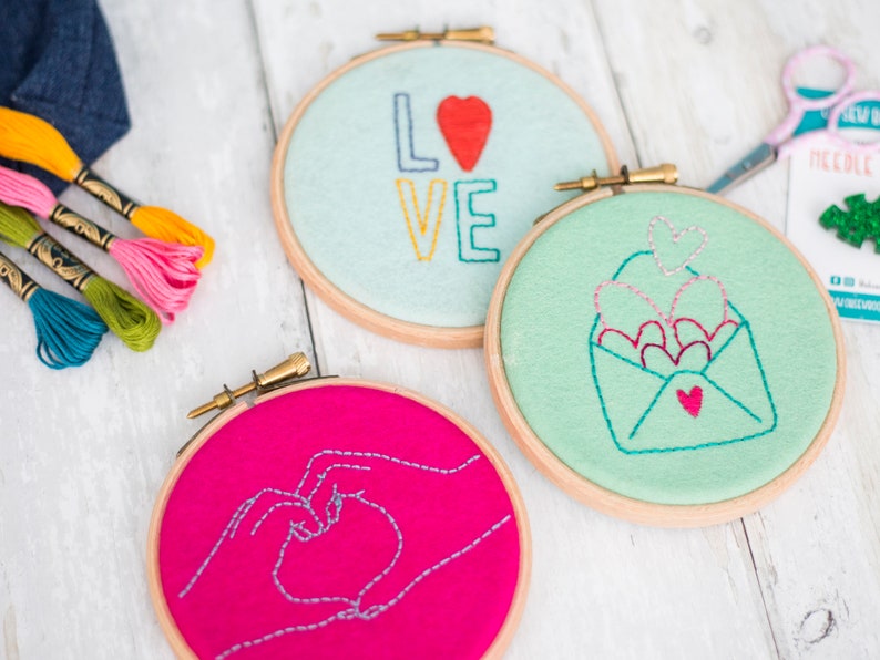 Valentines Embroidery Patterns, Hearts Stick and Stitch Embroidery Patterns, Valentines Embroidery Transfers, Hearts Embroidery Patterns. image 2