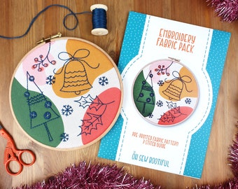 Kerstborduurpatroon, Kersthoepelkunstpatroon, DIY-kerstcadeaus, Kerstborduurpatroon, Winterknutsels voor volwassenen