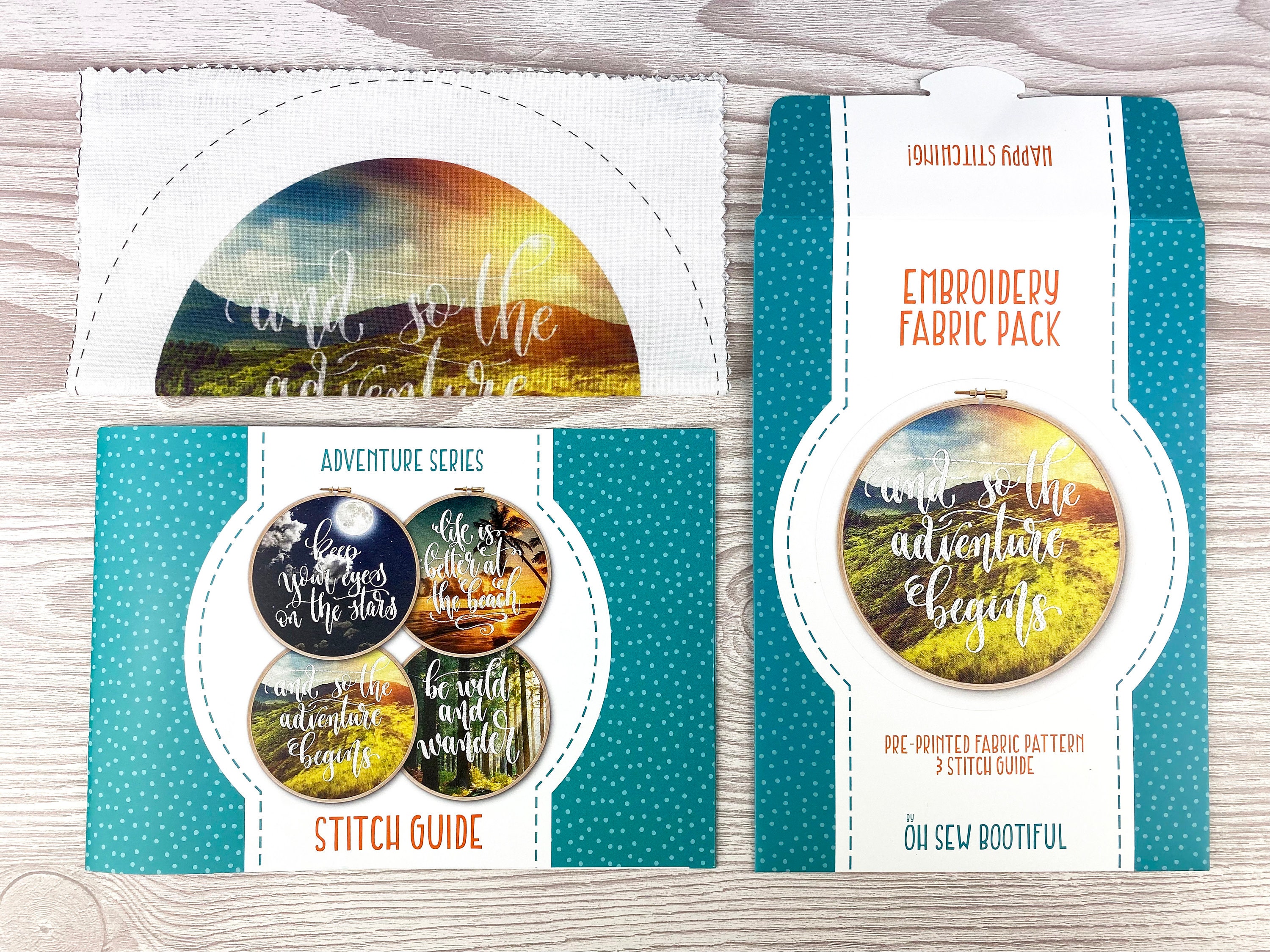 Adventure Begins Embroidery Pattern, Printed Fabric & Instructions - Etsy