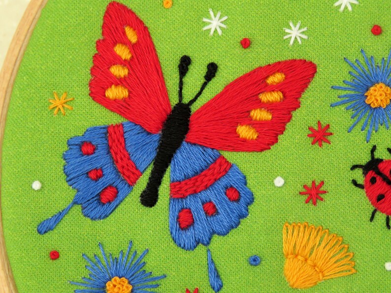 Butterflies and Bees Embroidery Kit Wildflower Needle Craft | Etsy