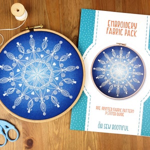 Snowflake Embroidery Pattern,  Snow Needlework Kit, Mandala Hoop Art Pattern, DIY Christmas Gifts, Xmas Embroidery Pattern, Adults Craft Set