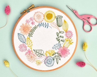 Spring Floral Embroidery Kits, Flowers Embroidery Kits, Embroidery Kits for Beginners, Spring Needlecraft Kits, Floral Hand Embroidery Kits