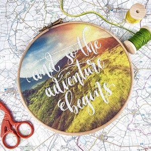 Adventure Embroidery Kits, Beginners Embroidery Kits, Gift For Hiker, Nature Embroidery Kits, Inspirational Quote Hand Embroidery Kits