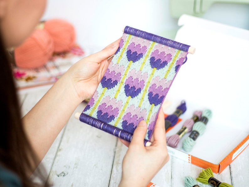 Floral Tapestry Kits, Modern Bargello Kits, Bargello Tapestry Kits, Beginners Needlepoint Kits, Modern Embroidery Kits, Beginners Craft Kits image 2