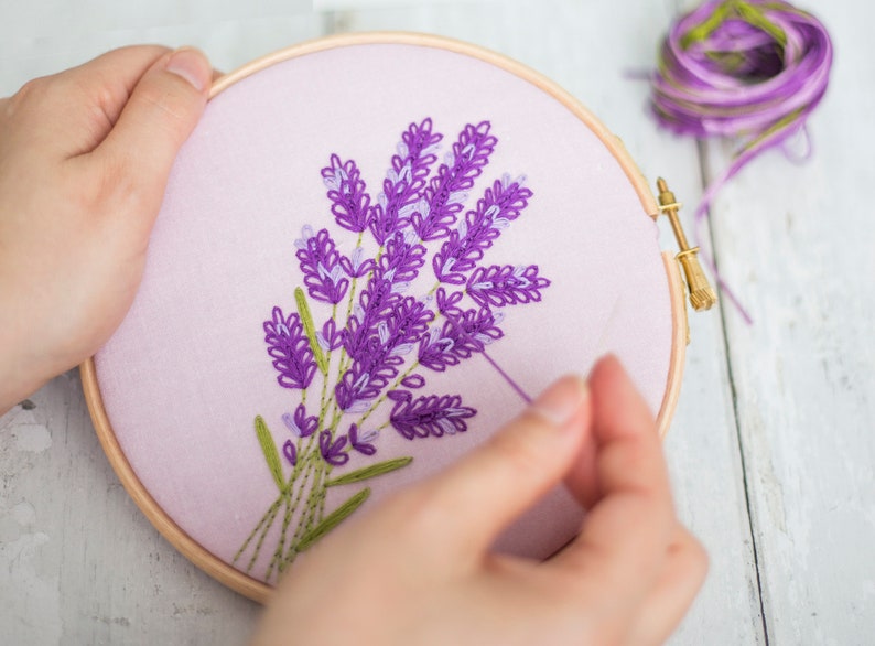 Lavender Embroidery Kit, Mothers Day Gift Idea, Wildflowers Hoop Art, Relaxation Gift For Her, Easy Hand Embroidery, Summer Embroidery Kit image 2