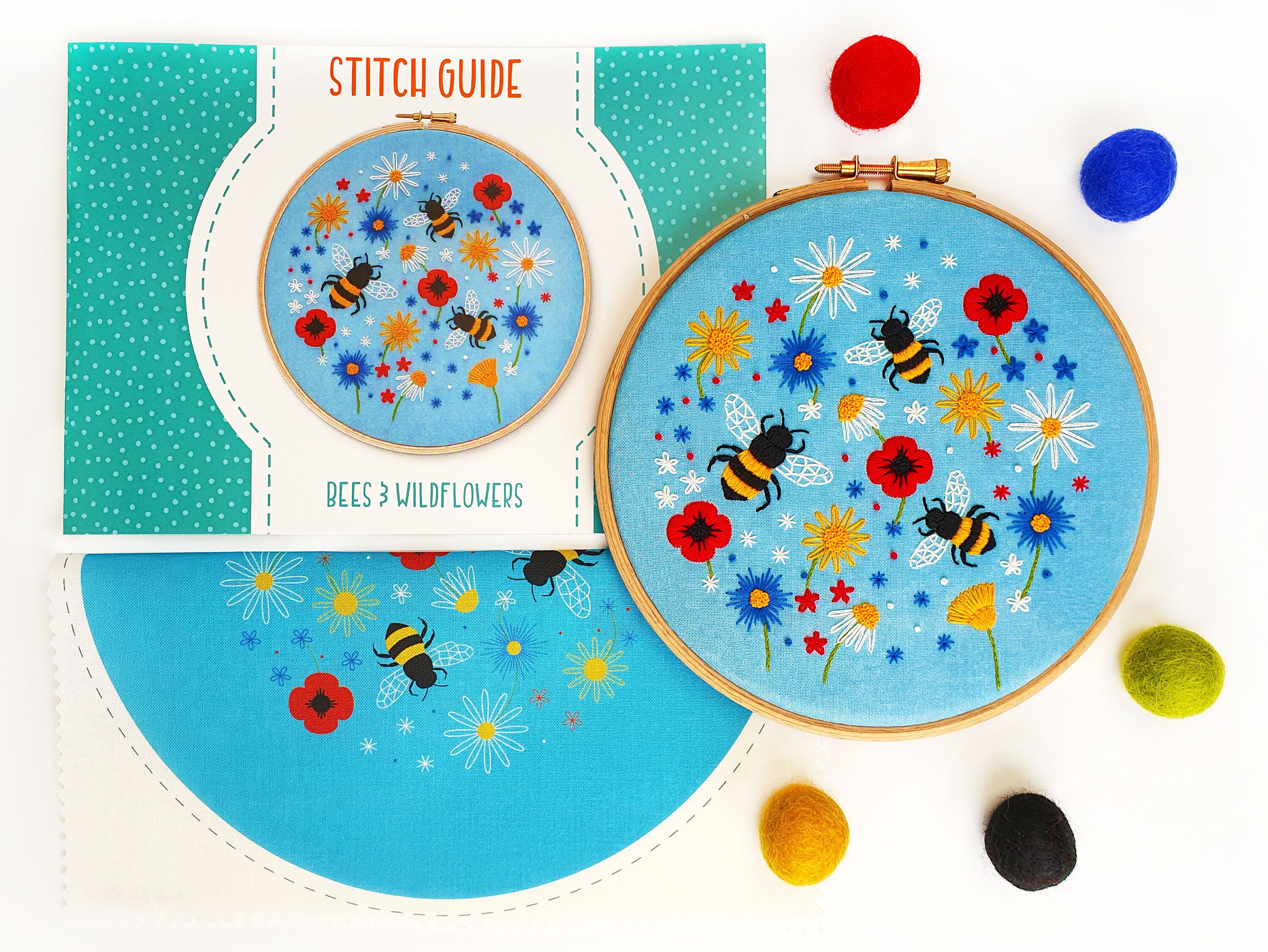 Bees Embroidery Pattern Wildlowers Needle Craft Pattern Wild Etsy