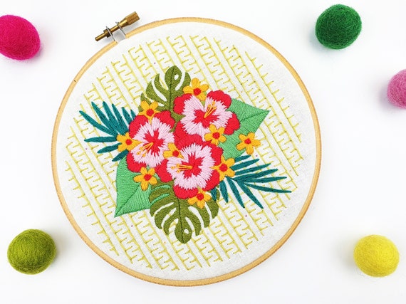 Modern Cross Stitch Kit 'pink Peony' Summer Flowers Beginner Embroidery Kit  for Adults and Kids Handmade Home Decor Mother's Day Gift 