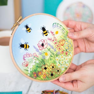 Bees & Wildflower Meadow Embroidery Kit: Hand Stitch Project