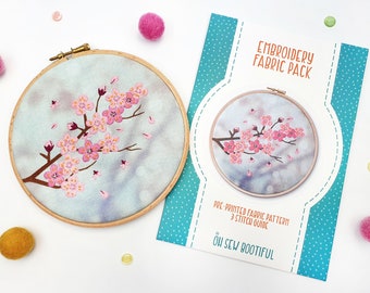 Blossom Embroidery Pattern, Flower Needlecraft Pattern, DIY Craft Kits, Cherry Blossom Embroidery Pattern, Modern Stamped Embroidery Pattern