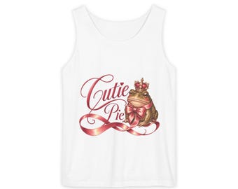 Cutie Pie Princess Graphic Tank Top | Cute Crowned Pie Illustration