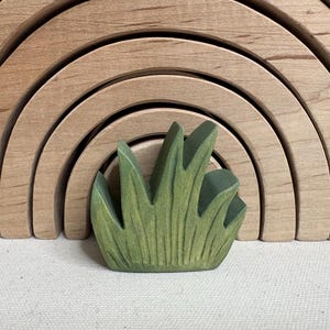 Maple-Grass Figurine, Green Grass Bush Handmade
