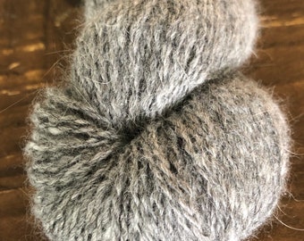 Pelican Grey Millspun Angora Alpaca Yarn, Sport weight, Gray yarn