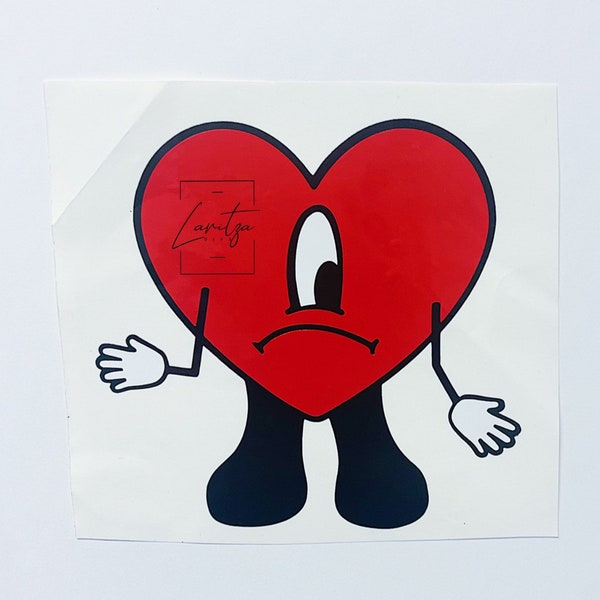 BAD BUNNY HEART Car Mirror Decal | Mirror Sticker | Bumper Sticker | Car decal sticker | Window car sticker | Un Verano sin ti decal