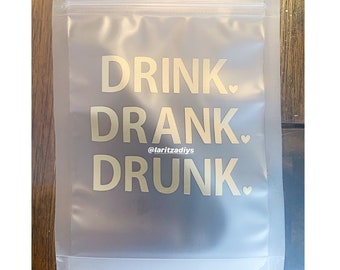 Party drink pouches|Bachelorette| Beach & pool party Drink bag|Drink pouches|Adult drink pouches|Booze bag|Frozen drink pouch| Drunk in love