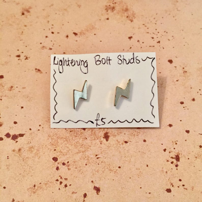 Lightening Bolt Gold Plated Stud Earrings