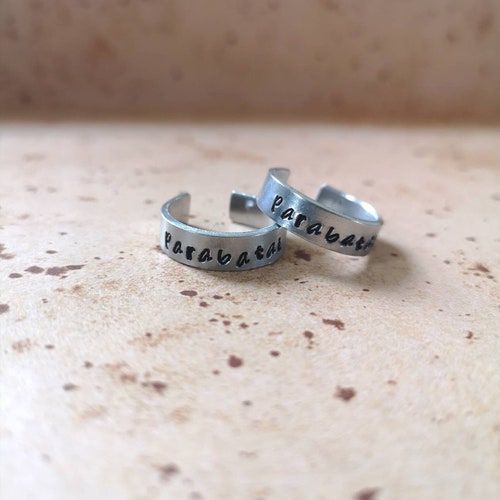parabatai or custom text adjustable aluminum ring pair bff set