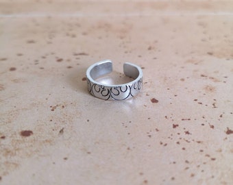 Rebel Hand Stamped Adjustable Ring