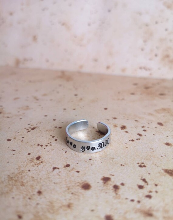 I Love You 3000 Handstamped Adjustable Ring Etsy
