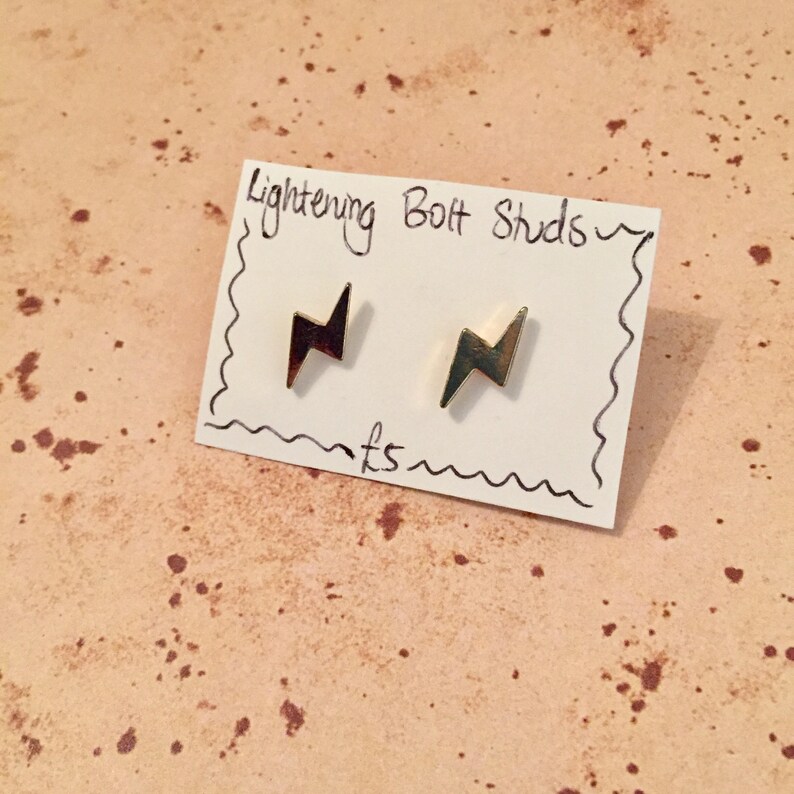 Lightening Bolt Gold Plated Stud Earrings