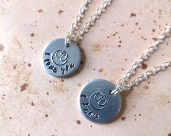 I Love You/ I Know - Han Leia Rebel Necklace Set Hand Stamped