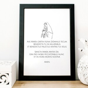 AVE MARIA Prayer Printable, Printable Wall Art, Catholic Wall Art, Hail ...