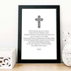 PATER NOSTER, The Lord&#39;s Prayer in Latin, Our Father Prayer Printable, Printable Wall Art, Catholic Wall Art, Christian Art, Devotional