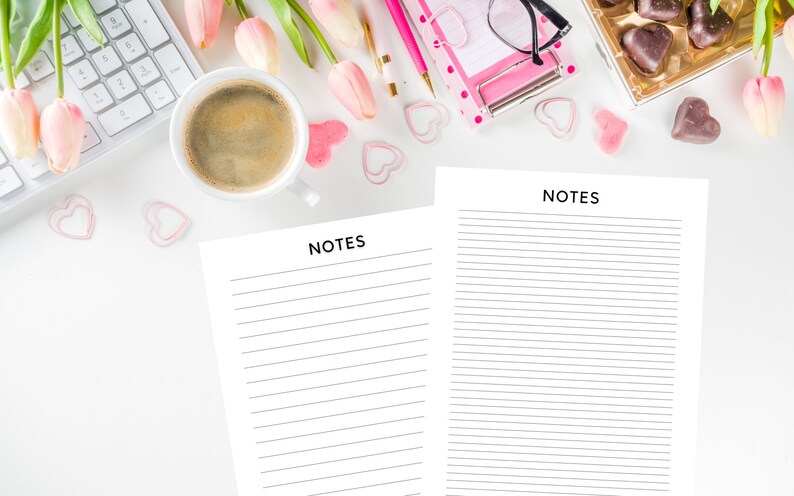 LINED PAPER EDITABLE, Notepaper Printable, A4 Ruled Paper, Notes Page ...