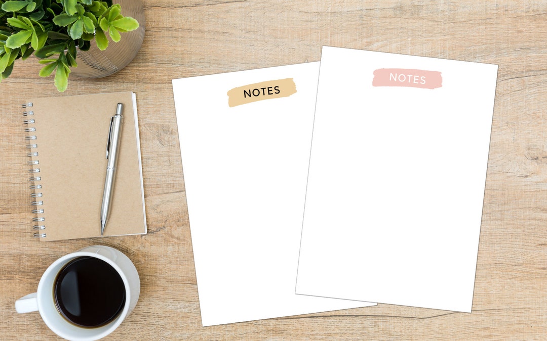 Editable Note Paper Printable: Pink & Latte Headers (instant Download ...