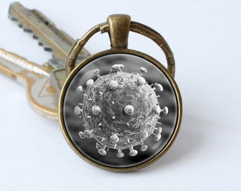 Virus keychain Virus jewellery Science jewelry Virus key ring Science gift Virus pendant Bacterium key chain Bacteria keyring Laboratory